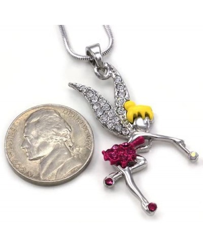 Fuchsia Hot Pink Dress Angel Fairy Wings Charm Pendant Necklace Fashion Jewelry $12.65 Pendants & Coins