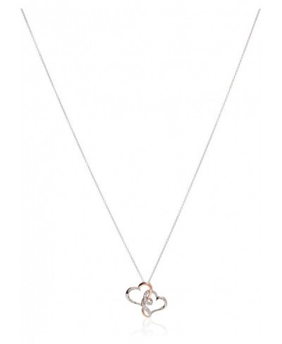 Sterling Silver Two Tone Double Heart Pendant Necklace Made with Swarovski Crystal (18") $21.72 Pendant Necklaces