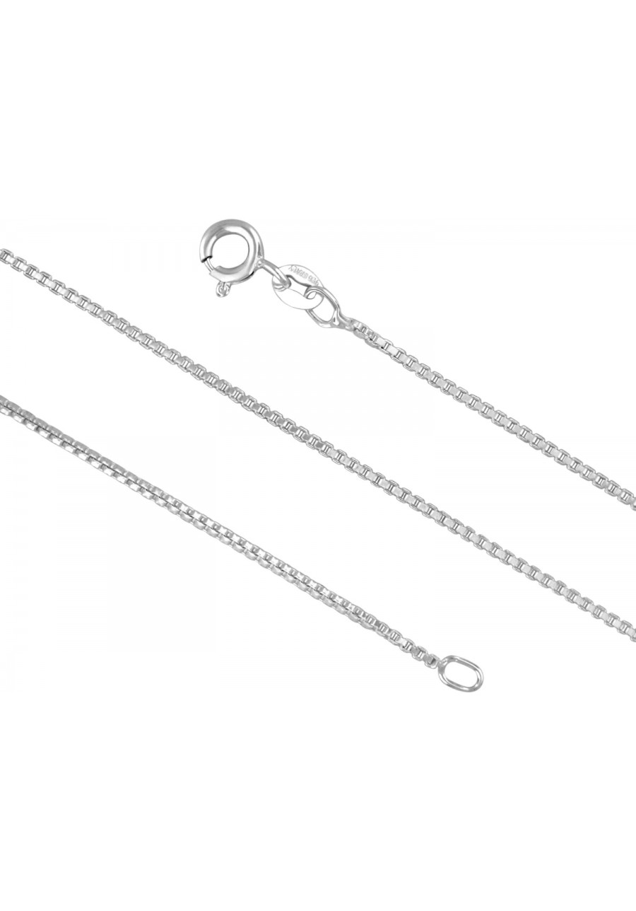 1.3mm Sterling Silver Box Chain – Simple Silver Box Chain Necklace 16-36-inch – Exquisite Silver Box Chain Necklace for Men o...