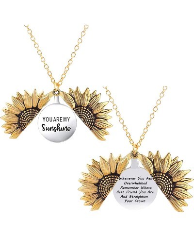 You Are My Sunshine Necklace Sunflower Necklace for Women Girls 2-Side Version Engraved Inspirational Message Necklaces Penda...