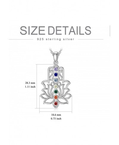 Sterling Silver Chakra Necklace Lotus flower Hamsa Necklace for Women Girls Yoga Lover Yoga Necklace Jewelry Gift $30.52 Pend...