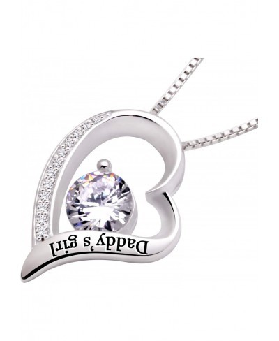 Sterling Silver "Daddy's girl" Love Heart Cubic Zirconia Pendant Necklace $44.30 Pendant Necklaces