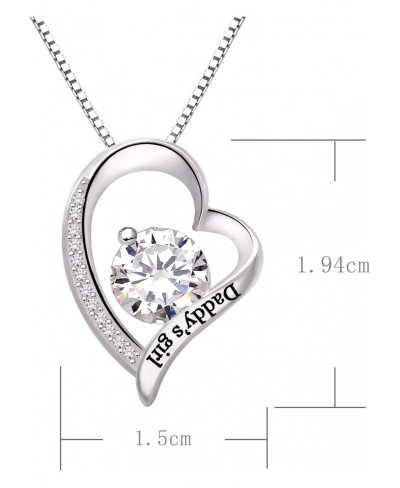 Sterling Silver "Daddy's girl" Love Heart Cubic Zirconia Pendant Necklace $44.30 Pendant Necklaces