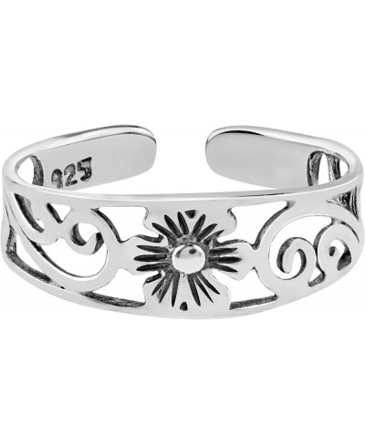 On-Trend Flower and Swirls .925 Sterling Silver Toe Ring or Pinky Ring $6.20 Toe Rings