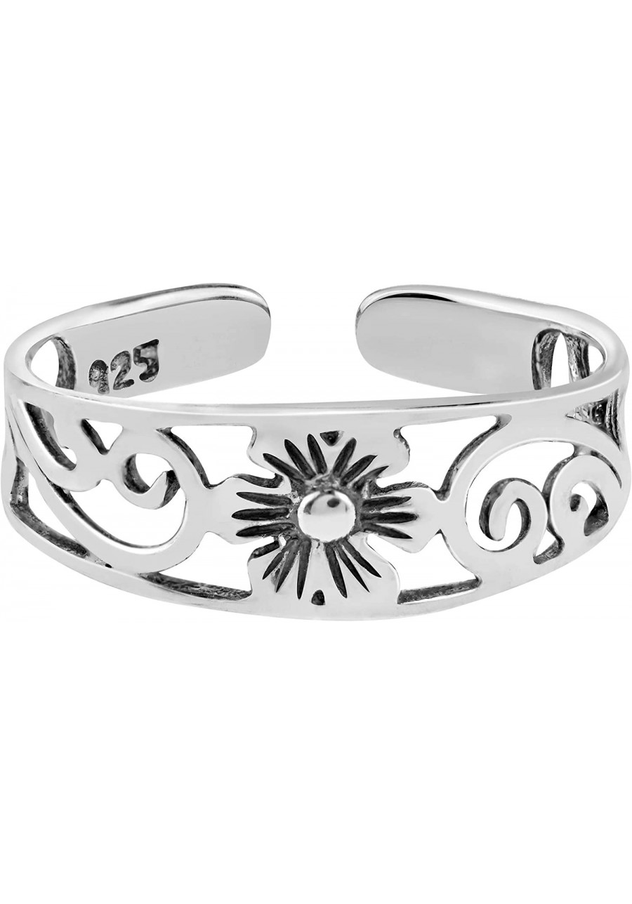 On-Trend Flower and Swirls .925 Sterling Silver Toe Ring or Pinky Ring $6.20 Toe Rings