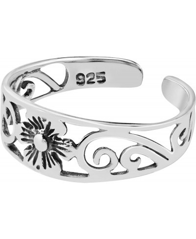 On-Trend Flower and Swirls .925 Sterling Silver Toe Ring or Pinky Ring $6.20 Toe Rings