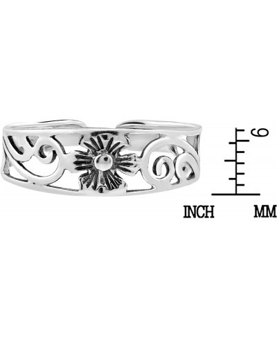 On-Trend Flower and Swirls .925 Sterling Silver Toe Ring or Pinky Ring $6.20 Toe Rings