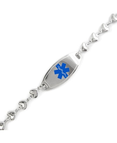 Pre-Engraved & Customizable Warfarin ID Medical Alert Bracelet 6mm Heart Chain (Blue) $40.28 Identification