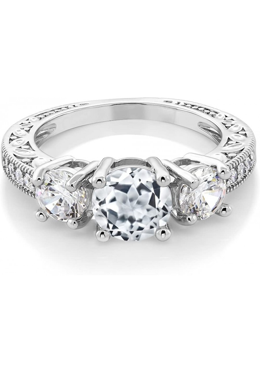 3.26 Ct Round White Topaz Rhodium Plated Ring $37.56 Statement