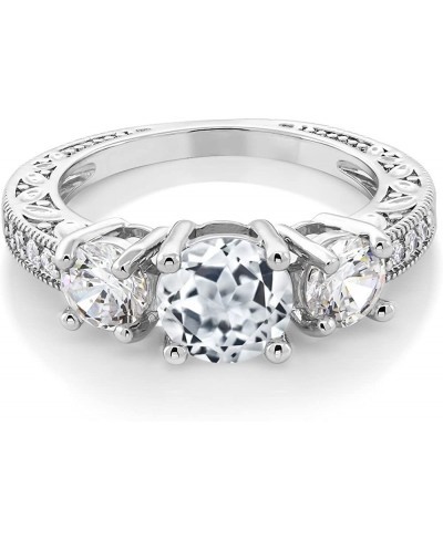 3.26 Ct Round White Topaz Rhodium Plated Ring $37.56 Statement