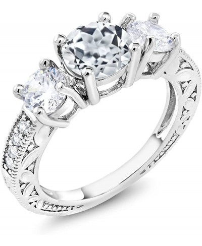 3.26 Ct Round White Topaz Rhodium Plated Ring $37.56 Statement