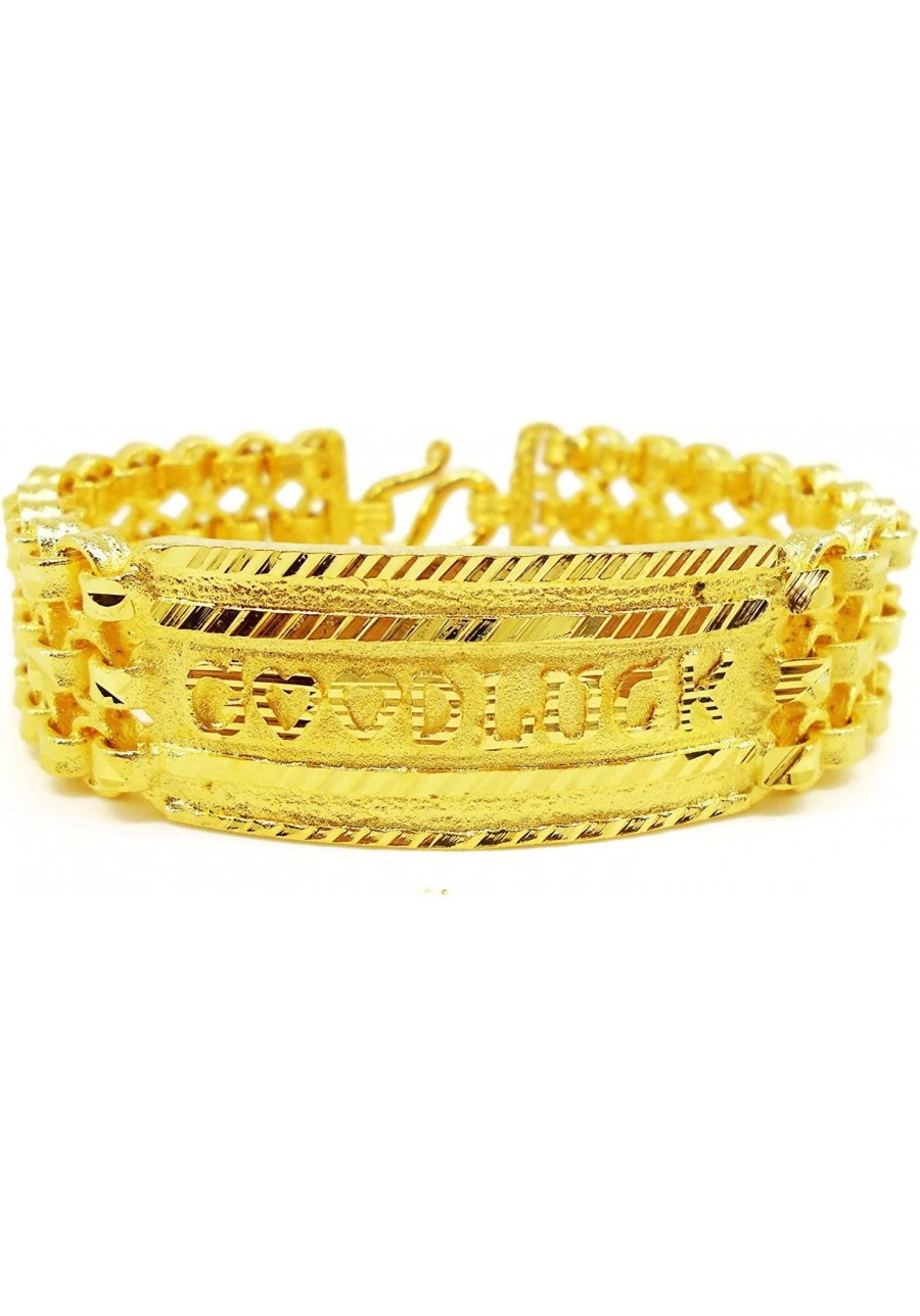 GOOD LUCK Thai Gold Plated Bangle 24k Thai Baht Yellow Gold Filled Bracelet 7 Inch 60 Grams 20 mm $45.58 Bangle