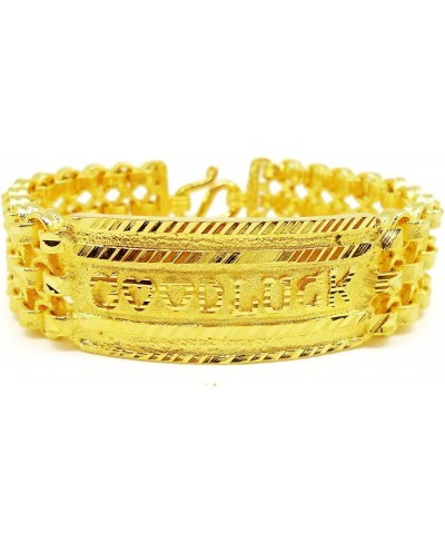 GOOD LUCK Thai Gold Plated Bangle 24k Thai Baht Yellow Gold Filled Bracelet 7 Inch 60 Grams 20 mm $45.58 Bangle