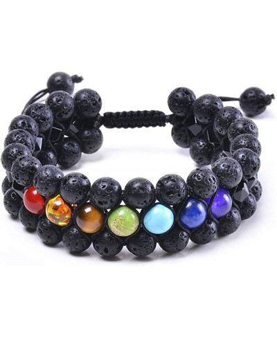 Beads Chakra Bracelet Tigers Eye Gemstone Black Onyx Obsidian Lava Rock Stone Essential Oil Diffuser Bracelet Yoga Healing Cr...