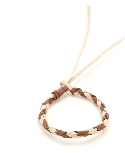 Women's Men's Brown Beige Leather Twisted Braided Tribal Wristband Bracelet $14.37 Cuff