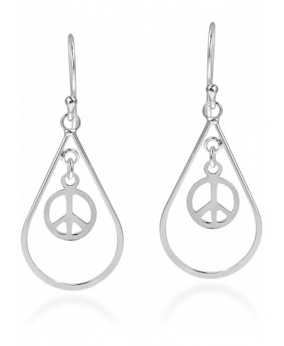 Spirit Teardrop Peace Sign Symbol Sterling Silver .925 Dangle Earrings Peace Symbol Earrings Gift for Daughter $21.43 Drop & ...
