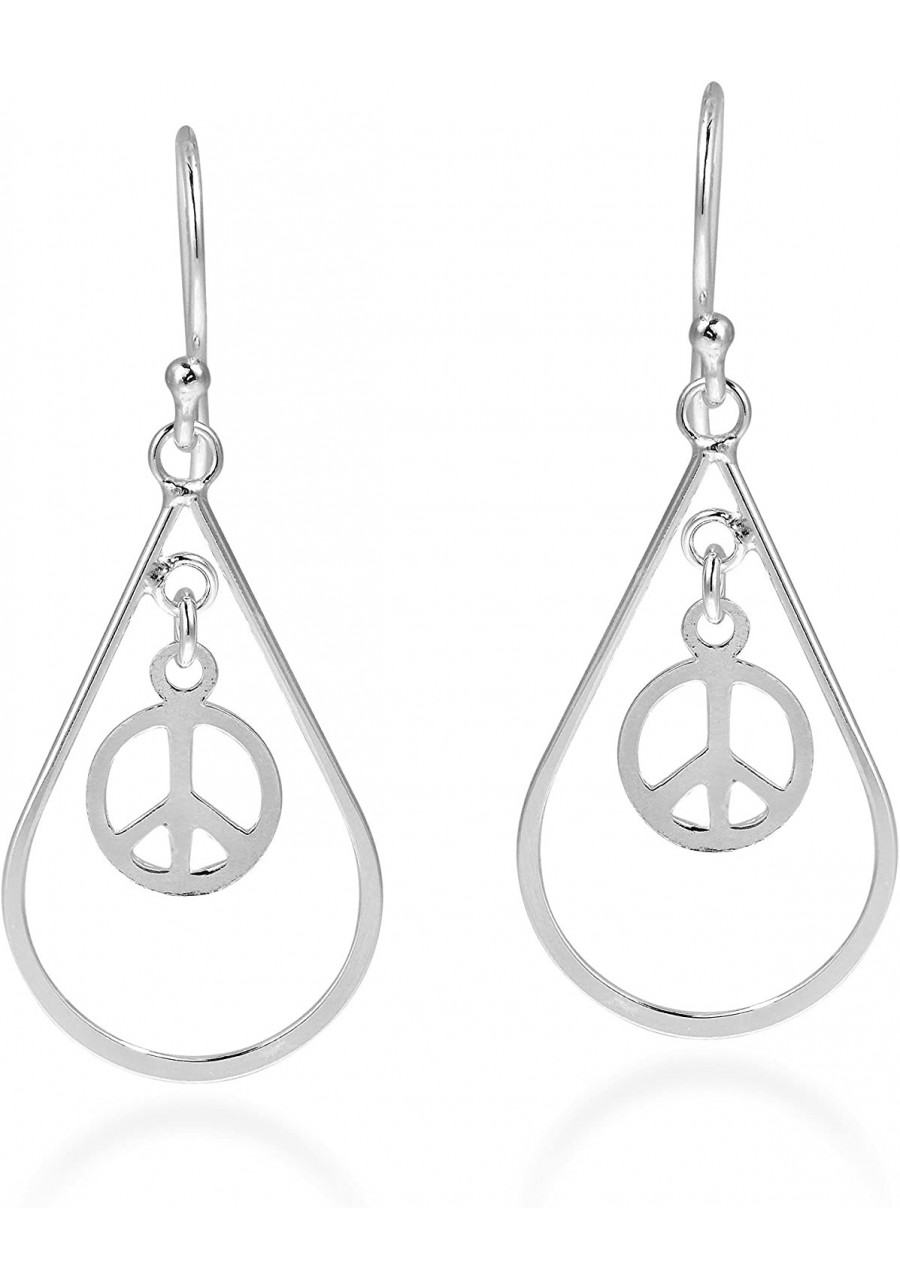 Spirit Teardrop Peace Sign Symbol Sterling Silver .925 Dangle Earrings Peace Symbol Earrings Gift for Daughter $21.43 Drop & ...