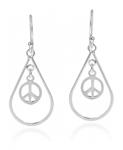 Spirit Teardrop Peace Sign Symbol Sterling Silver .925 Dangle Earrings Peace Symbol Earrings Gift for Daughter $21.43 Drop & ...