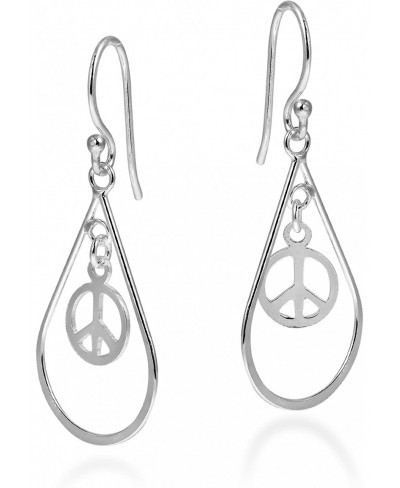 Spirit Teardrop Peace Sign Symbol Sterling Silver .925 Dangle Earrings Peace Symbol Earrings Gift for Daughter $21.43 Drop & ...