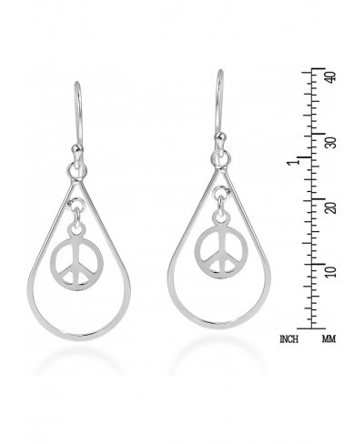 Spirit Teardrop Peace Sign Symbol Sterling Silver .925 Dangle Earrings Peace Symbol Earrings Gift for Daughter $21.43 Drop & ...