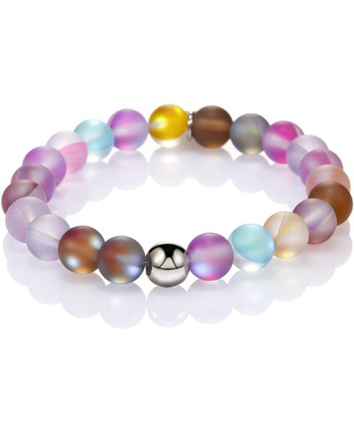 8MM Mystic Mermaid Glass Beaded Stretch Bracelet Shimmer Beads Glowing Aura Charm Beaded Couples Bracelets for Women $11.94 S...