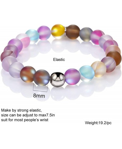 8MM Mystic Mermaid Glass Beaded Stretch Bracelet Shimmer Beads Glowing Aura Charm Beaded Couples Bracelets for Women $11.94 S...