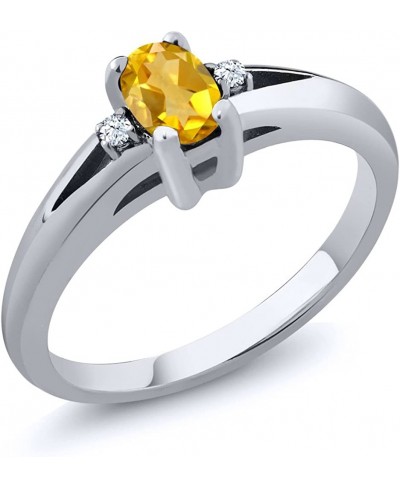 0.44 Ct 6x4mm Citrine and White Topaz Gemstone Birthstone Women's 3-Stone Sterling Silver Ring (Available 5 6 7 8 9) $37.50 S...