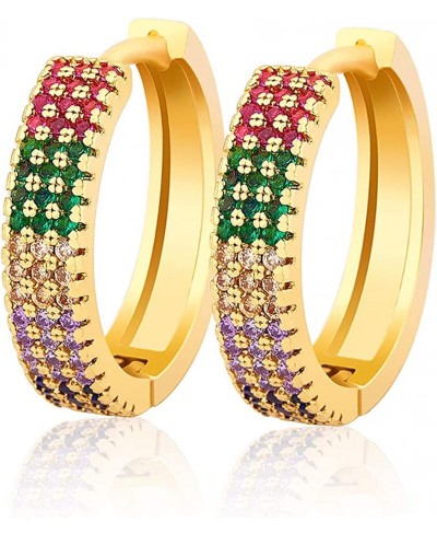 CZ Huggie Hoop Stud Earrings for Women Gift with Initial Jewelry 14K Gold Plated Multi-Color $12.24 Hoop