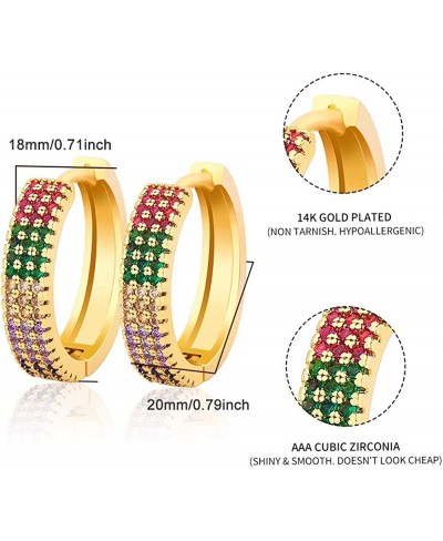 CZ Huggie Hoop Stud Earrings for Women Gift with Initial Jewelry 14K Gold Plated Multi-Color $12.24 Hoop