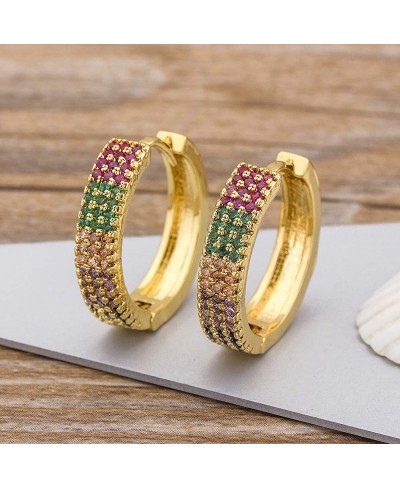 CZ Huggie Hoop Stud Earrings for Women Gift with Initial Jewelry 14K Gold Plated Multi-Color $12.24 Hoop