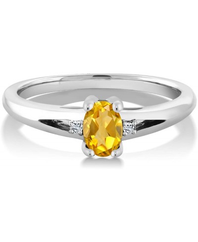 0.44 Ct 6x4mm Citrine and White Topaz Gemstone Birthstone Women's 3-Stone Sterling Silver Ring (Available 5 6 7 8 9) $37.50 S...