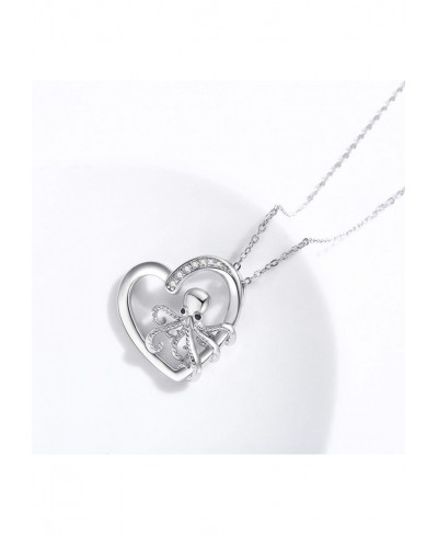 Octopus Necklace for Women Girls 925 Sterling Silver Heart Pendant Octopus Jewelry Graduation Gifts for Sea Lover $29.37 Pend...