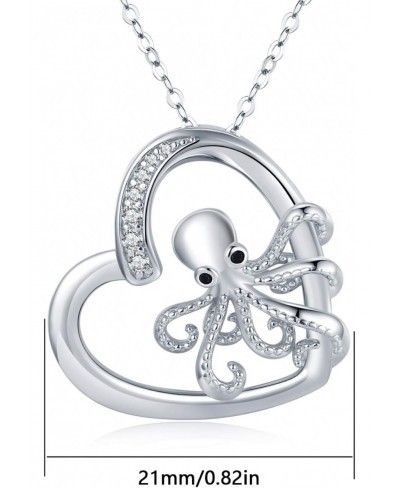 Octopus Necklace for Women Girls 925 Sterling Silver Heart Pendant Octopus Jewelry Graduation Gifts for Sea Lover $29.37 Pend...