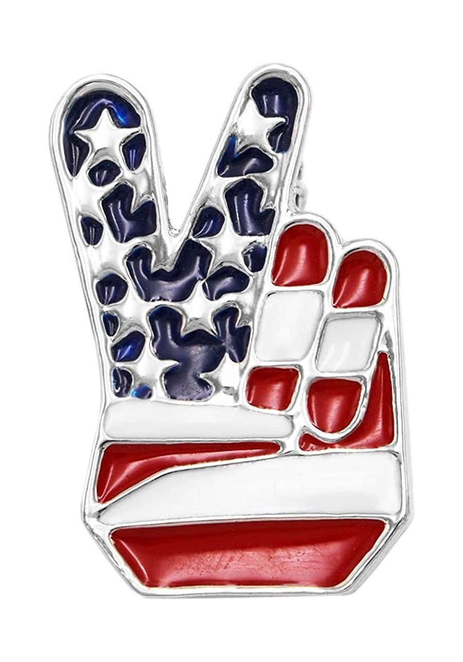 Red White And Blue Patriotic USA Flag Peace Hand Sign July 4th Brooch Pin 1.25 $17.90 Brooches & Pins