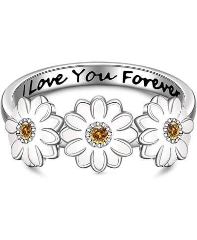 Daisy Ring 925 Sterling Silver White Daisy Flower Ring for girls Friendship Engagement Rings for Women White Gold Crystal Cz ...