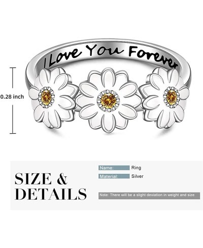 Daisy Ring 925 Sterling Silver White Daisy Flower Ring for girls Friendship Engagement Rings for Women White Gold Crystal Cz ...