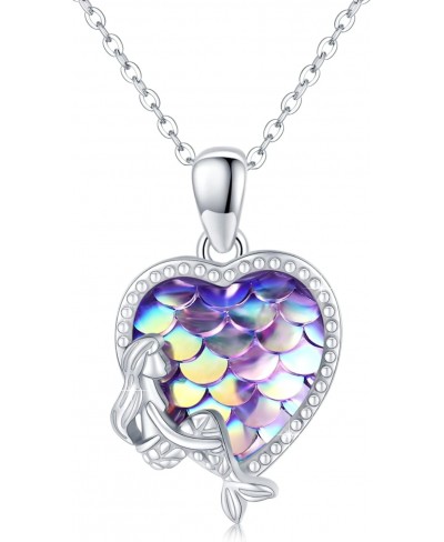 Heart Mermaid Necklace for Women 925 Sterling Silver Mermaid Scales Pendant Mermaid Jewelry Gift $23.16 Pendant Necklaces