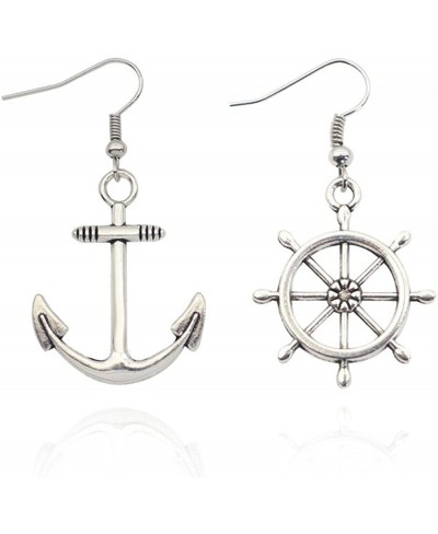 Irregular Silver Nautical Anchor Rudder Earrings Personality Fashion Dangle Earrings $15.74 Drop & Dangle