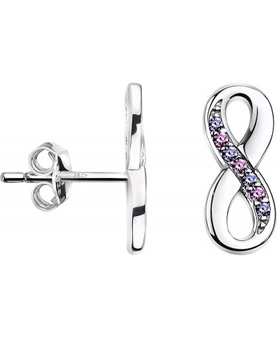 Women's Earrings 925 Silver - with Zirconia Stones - Infinity Stud Earrings - 20843 $16.48 Stud