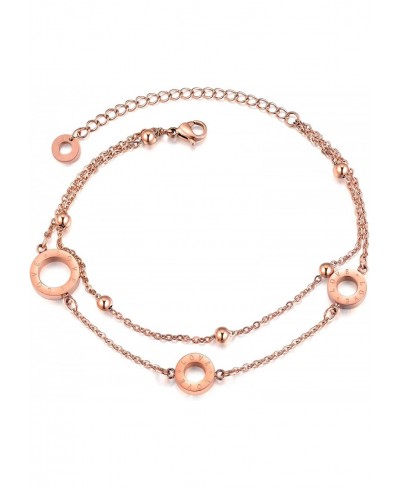 Doulbe Layer Link Rose Gold Color Charm Chain Bracelets for Women Stainless Steel Bracelets Fashion Bangles Jewelry Gift $15....