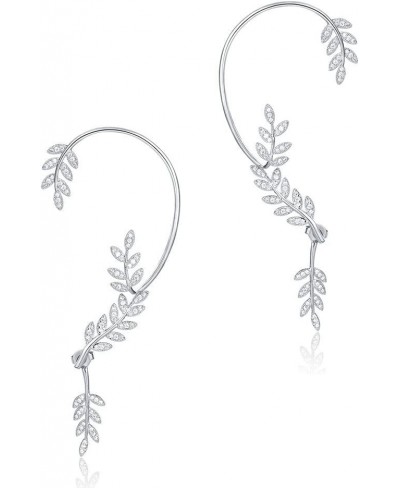 Earrings Detachable Women's Ear Studs Exquisite Sparkling Zircon Leaf Earrings Ear Dangle Ear Cuff for Women Daily Jewelry Si...