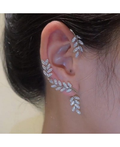 Earrings Detachable Women's Ear Studs Exquisite Sparkling Zircon Leaf Earrings Ear Dangle Ear Cuff for Women Daily Jewelry Si...