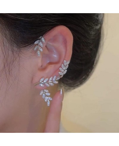 Earrings Detachable Women's Ear Studs Exquisite Sparkling Zircon Leaf Earrings Ear Dangle Ear Cuff for Women Daily Jewelry Si...