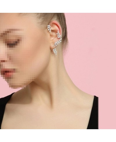 Earrings Detachable Women's Ear Studs Exquisite Sparkling Zircon Leaf Earrings Ear Dangle Ear Cuff for Women Daily Jewelry Si...