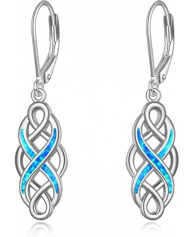 Sterling Silver Celtic Knot Dangle Earrings Good Luck Irish Celtic Knot Vintage Dangles for Women $26.33 Drop & Dangle