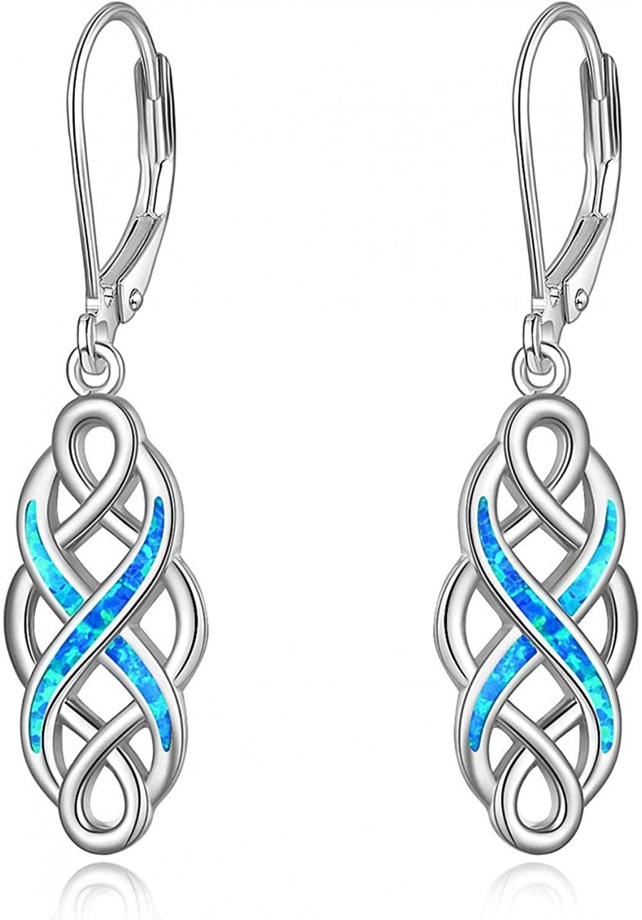 Sterling Silver Celtic Knot Dangle Earrings Good Luck Irish Celtic Knot Vintage Dangles for Women $26.33 Drop & Dangle