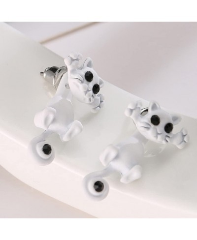 Cat Stud Earrings Cartoon Kitten Ear Stud Hypoallergenic Secure Screw Back Earrings Lovely Punk 3D Cat Crystal Earring Ear St...