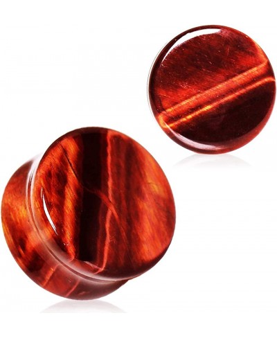 Pair of 1/2 INCH 12MM Natural Red Tiger Eye Stone Saddle Plug Double Flare Ear Lobe Plugs E549 $14.21 Piercing Jewelry