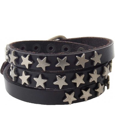 Unisex Retro Alloy Five Pointed Stars Multi-turn Multiple Colors 1cm Wide Leather Wrap Bracelet 63.5cm $11.69 Wrap