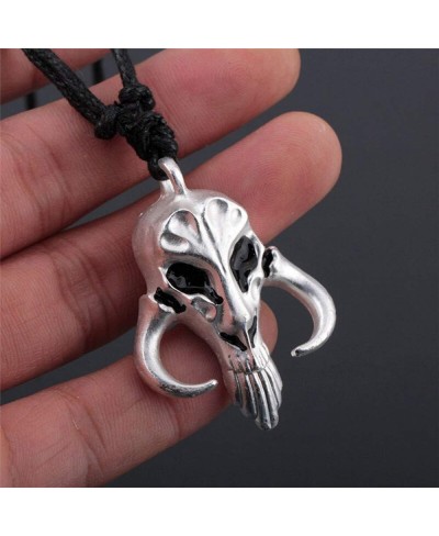 Mandalorian Mythosaur Skull Silver Pendant Necklace $11.06 Pendant Necklaces